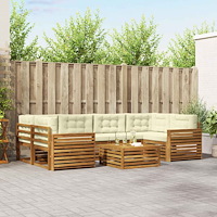 vidaXL Utomhussoffset med kudde 8 pcs Naturlig och Grädde