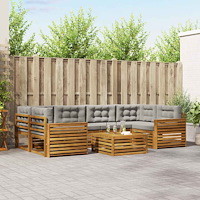 vidaXL Utomhussoffset med kudde 7 pcs Naturlig och Ljus Grå