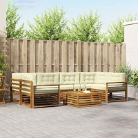 vidaXL Utomhussoffset med kudde 8 pcs Naturlig och Grädde