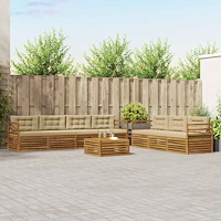 vidaXL Utomhussoffset med kudde 8 pcs Naturlig och Beige