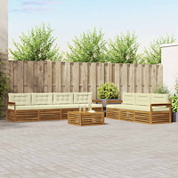 vidaXL Utomhussoffset med kudde 8 pcs Naturlig och Grädde