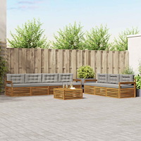 vidaXL Utomhussoffset med kudde 8 pcs Naturlig och Ljus Grå