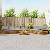 vidaXL Utomhussoffset med kudde 8 pcs Naturlig och Ljus Grå