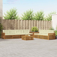 vidaXL Utomhussoffset med kudde 8 pcs Naturlig och Grädde