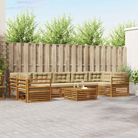 vidaXL Utomhussoffset med kudde 8 pcs Naturlig och Beige