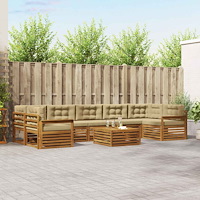 vidaXL Utomhussoffset med kudde 8 pcs Naturlig och Beige