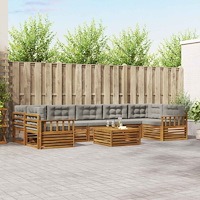 vidaXL Utomhussoffset med kudde 8 pcs Naturlig och Ljus Grå