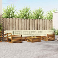 vidaXL Utomhussoffset med kudde 8 pcs Naturlig och Grädde