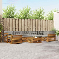 vidaXL Utomhussoffset med kudde 8 pcs Naturlig och Ljus Grå