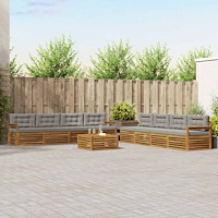 vidaXL Utomhussoffset med kudde 9 pcs Naturlig och Ljus Grå