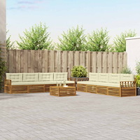 vidaXL Utomhussoffset med kudde 9 pcs Naturlig och Grädde