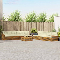 vidaXL Utomhussoffset med kudde 9 pcs Naturlig och Grädde