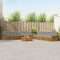 vidaXL Utomhussoffset med kudde 9 pcs Naturlig och Ljus Grå