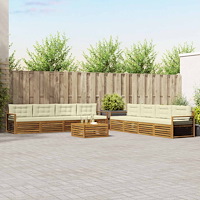 vidaXL Utomhussoffset med kudde 9 pcs Naturlig och Grädde