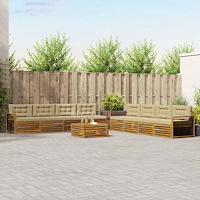 vidaXL Utomhussoffset med kudde 9 pcs Naturlig och Beige