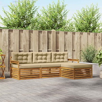 vidaXL Utomhussoffset med kudde 4 pcs Naturlig och Beige