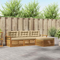 vidaXL Utomhussoffset med kudde 4 pcs Naturlig och Beige