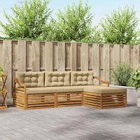 vidaXL Utomhussoffset med kudde 4 pcs Naturlig och Beige
