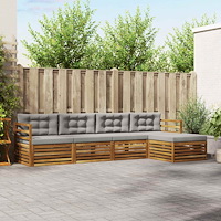 vidaXL Utomhussoffset med kudde 5 pcs Naturlig och Ljus Grå