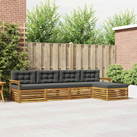 vidaXL Utomhussoffset med kudde 5 pcs Naturlig och Antracit