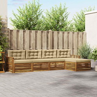 vidaXL Utomhussoffset med kudde 5 pcs Naturlig och Beige