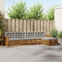 vidaXL Utomhussoffset med kudde 5 pcs Naturlig och Ljus Grå