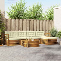 vidaXL Utomhussoffset med kudde 6 pcs Naturlig och Grädde