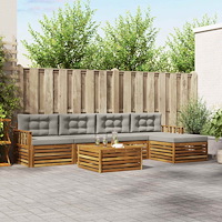 vidaXL Utomhussoffset med kudde 6 pcs Naturlig och Ljus Grå