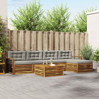 vidaXL Utomhussoffset med kudde 6 pcs Naturlig och Ljus Grå