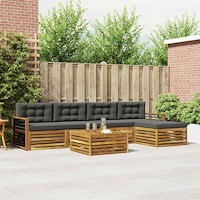 vidaXL Utomhussoffset med kudde 6 pcs Naturlig och Antracit