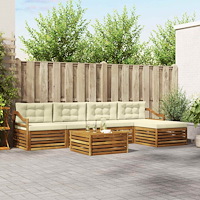 vidaXL Utomhussoffset med kudde 6 pcs Naturlig och Grädde