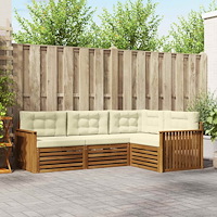 vidaXL Utomhussoffset med kudde 4 pcs Naturlig och Grädde