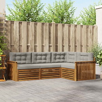 vidaXL Utomhussoffset med kudde 4 pcs Naturlig och Ljus Grå