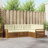 vidaXL Utomhussoffset med kudde 4 pcs Naturlig och Grädde