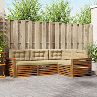 vidaXL Utomhussoffset med kudde 4 pcs Naturlig och Beige