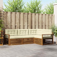 vidaXL Utomhussoffset med kudde 4 pcs Naturlig och Grädde