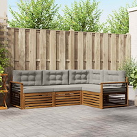 vidaXL Utomhussoffset med kudde 4 pcs Naturlig och Ljus Grå