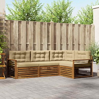 vidaXL Utomhussoffset med kudde 4 pcs Naturlig och Beige