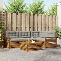 vidaXL Utomhussoffset 5 pcs Naturlig och Ljus Grå Massivt Akaciaträ