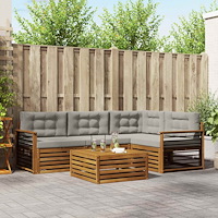 vidaXL Utomhussoffset 5 pcs Naturlig och Ljus Grå Massivt Akaciaträ