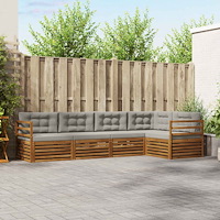 vidaXL Utomhussoffset 5 pcs Naturlig och Ljus Grå Massivt Akaciaträ