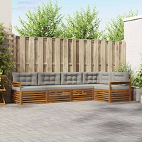 vidaXL Utomhussoffset 5 pcs Naturlig och Ljus Grå Massivt Akaciaträ