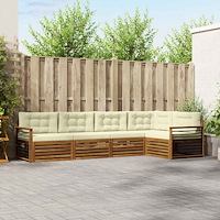 vidaXL Utomhussoffset med kudde 5 pcs Naturlig och Grädde