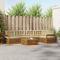 vidaXL Utomhussoffset med kudde 6 pcs Naturlig och Beige