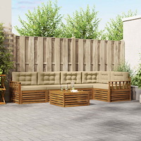 vidaXL Utomhussoffset med kudde 6 pcs Naturlig och Beige