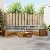 vidaXL Utomhussoffset 6 pcs Naturlig och Ljus Grå Massivt Akaciaträ