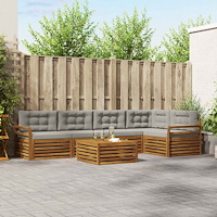 vidaXL Utomhussoffset 6 pcs Naturlig och Ljus Grå Massivt Akaciaträ