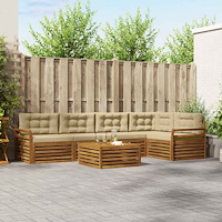 vidaXL Utomhussoffset med kudde 6 pcs Naturlig och Beige