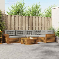 vidaXL Utomhussoffset 6 pcs Naturlig och Ljus Grå Massivt Akaciaträ