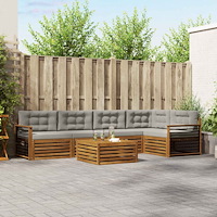 vidaXL Utomhussoffset 6 pcs Naturlig och Ljus Grå Massivt Akaciaträ